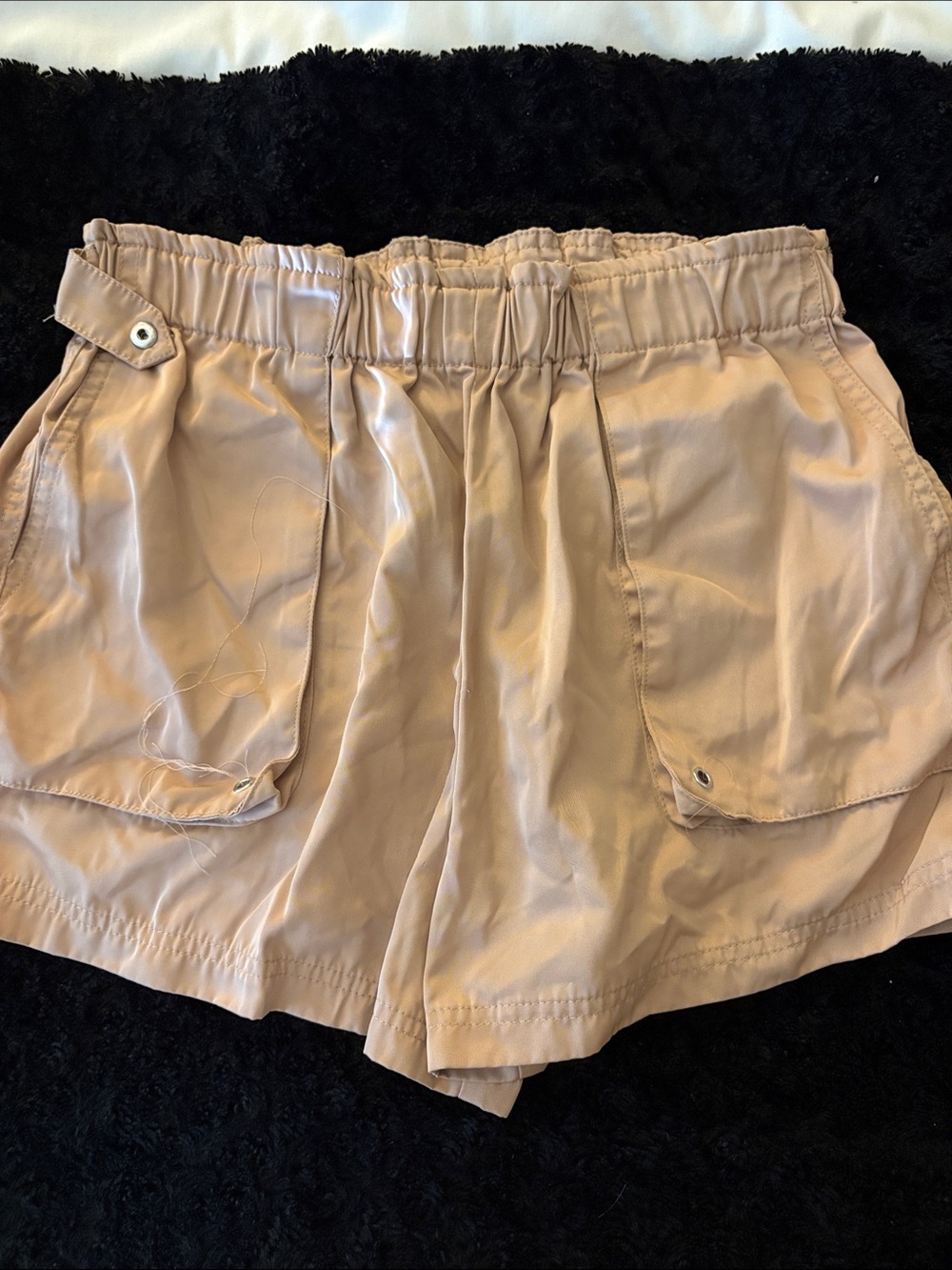 Forever 21 Beige Elastic-Waist Utility Shorts